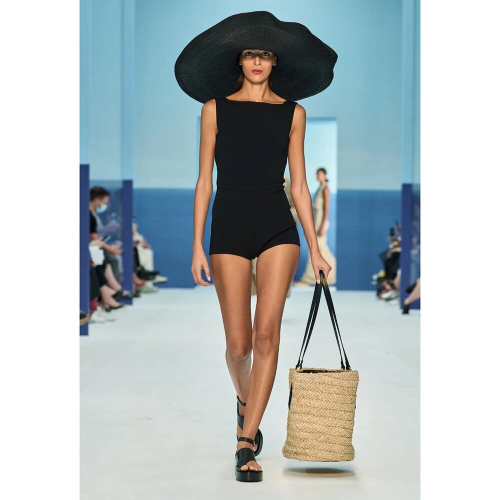Black Super Wide Brim UV Protection Sun Beach Floppy Straw Hat Wired Edge